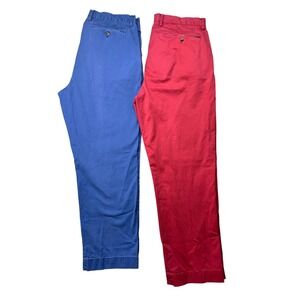 Polo Ralph Lauren Chino Pants Mens 34x30 Pink Blue Stretch Classic Fit Lot of 2
